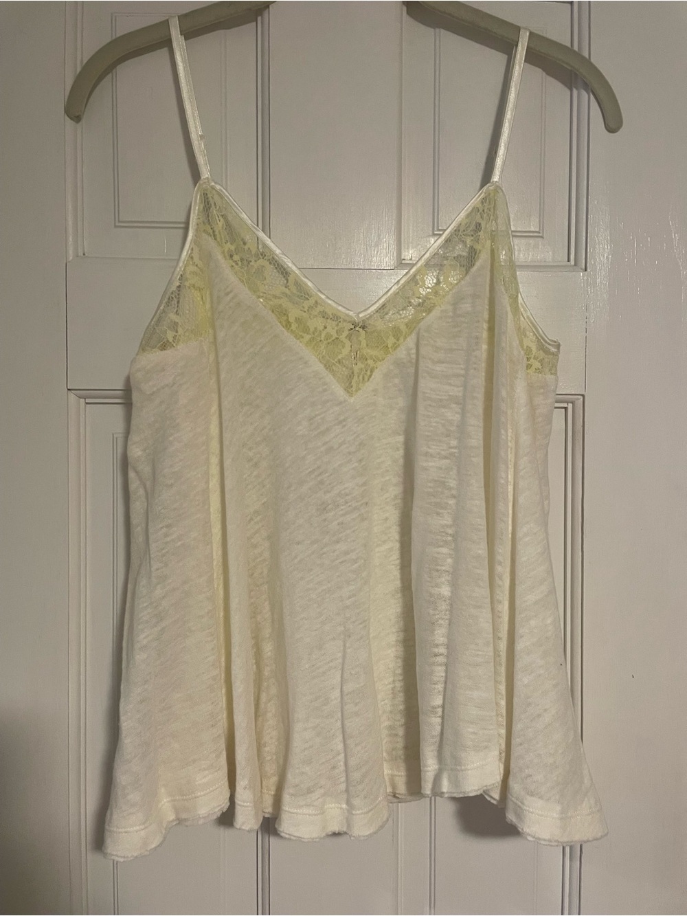 Free People Lace-Trim V-Neck Camisole Tank Top in Cream